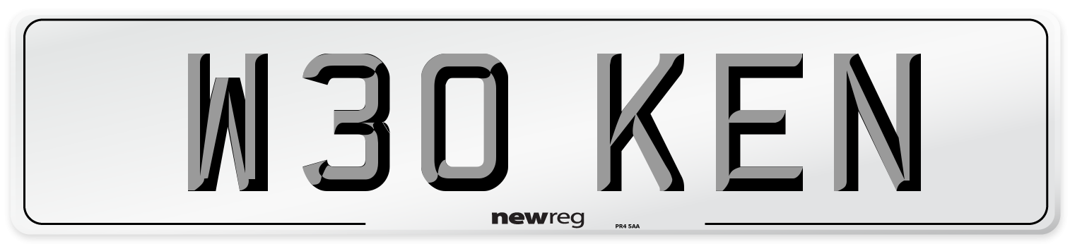 W30 KEN Number Plate from New Reg